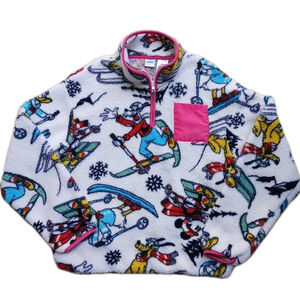 Disney Mickey Mouse Pluto Duck Goofy Fleece Quarter Zip Jacket XXS